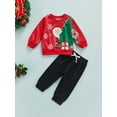 thumbnail image 2 of Toddlers Baby Boy Girl Christmas Outfits Cartoon Dinosaur/Tree Printing Long Sleeve Round Collar Hoodie + Long Pants, 2 of 8
