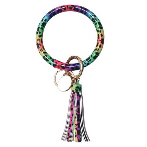 WWG Keychain Accessories Fashion Trend Large Leather Bracelet Tassel Round Keychain Jewelry Wristban for Valentine's Day Mother's Day Christmas Birthday Gifts up to 45% off