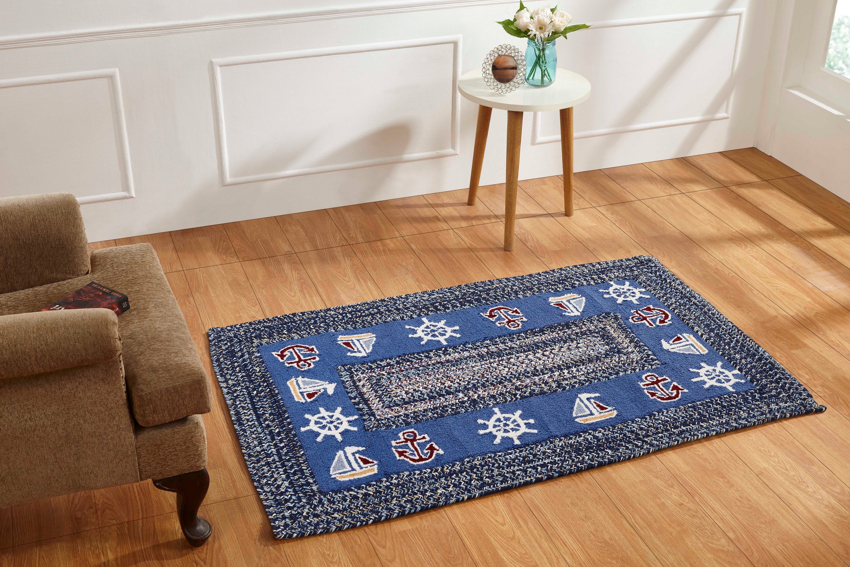 Better Trends Nautical Hooked Indoor Rug 4' X 6' Multi