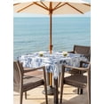 thumbnail image 3 of Outdoor Tablecloth with Umbrella Hole for Patio/Picnic/Party/Camping, Watercolor Forest Blue Waterproof Table Cloth Square Cover Washable, Abstract Art Modern Trees (60"x 60"), 3 of 8