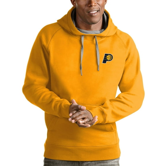 Men's Antigua Gold Indiana Pacers Victory Pullover Hoodie