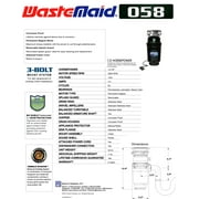 Waste Maid Economy 1/2 HP Continuous Feed Kitchen Garbage Disposal with Power Cord 10-US-WM-058-3B