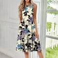 thumbnail image 5 of bbyeadc Women's Summer Midi Dresses 2025 Loose Fit Casual Mid-Length Dresses Boho Sleeveless Crewneck A Line Dress Beach Floral Print Flowy Sundresses with Side Pocket, Beige 2XL, 5 of 5