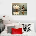 thumbnail image 5 of Shiartex Zen Water Lily Canvas Wall Art, White Flower and Butterfly Stone in Water Wall Art for, Asian Spa Pictures Framed Wall Art Ready to Hang for Bedroom Bathroom Wall Decor 16x12in, 5 of 6