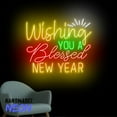 thumbnail image 2 of Handmadetneonsign Wishing You Blessed New Year Neon Sign, Happy New Year Led Sign, New Year Eve Decor 82431, 2 of 5