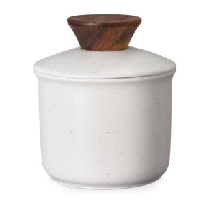 French Butter Crock for Countertop Ceramic Butter Dish with Waterline Porcelain Butter Container for Spreadable Soft Butter French Butter Dish with Lid