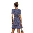 thumbnail image 2 of Nouvelle Robe à Fleurs Imprimée pour Femmes, Couleur à Pois, Col en V Sexy, Patchwork, Volants, Style Plage, Bureau, Mini Vestido, 2 of 2