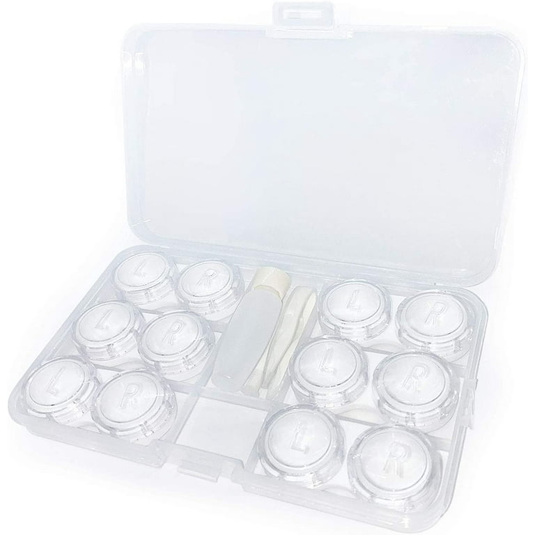 6 Pack Contact Lens Case, contacts lenses travel clear bulk organizer cases  with stick tool set-durable simple 