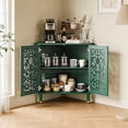 thumbnail image 6 of JOEMEY Retro Corner Cabinet with 2 Hollow Carved Doors and 2-Tier Shelves, 6 of 9