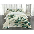 thumbnail image 2 of Ambesonne Eucalyptus Leaves Quilted Bedspread Set 3 Pcs, Autumn Blooms, King Size, Dark Teal Amber Ivory, 2 of 4