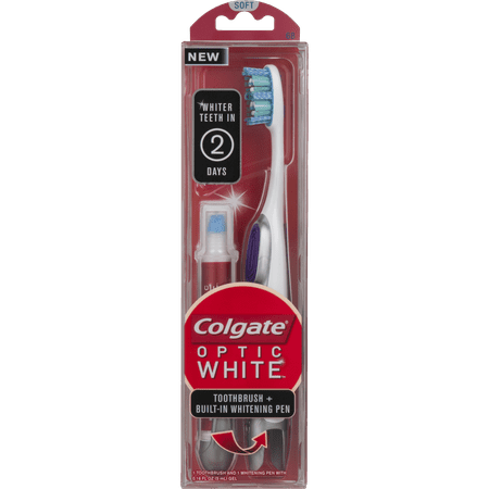 Colgate 360 Advanced Optic White Toothbrush and Built-In Teeth Whitening Pen, Soft