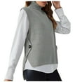 thumbnail image 2 of 2024 Tops Clearance Deals Vest for Women Turtleneck Vest Sweater for Women Sleeveless Over Wearing Solid Color Knit Vest Sweater Top Gray Xl, 2 of 3