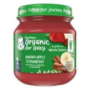 Gerber 2nd Foods Organic Banana Apple Strawberry Baby Food With Millet, Quinoa and Cinnamon, 4 oz Jars, 10 C 4 oz