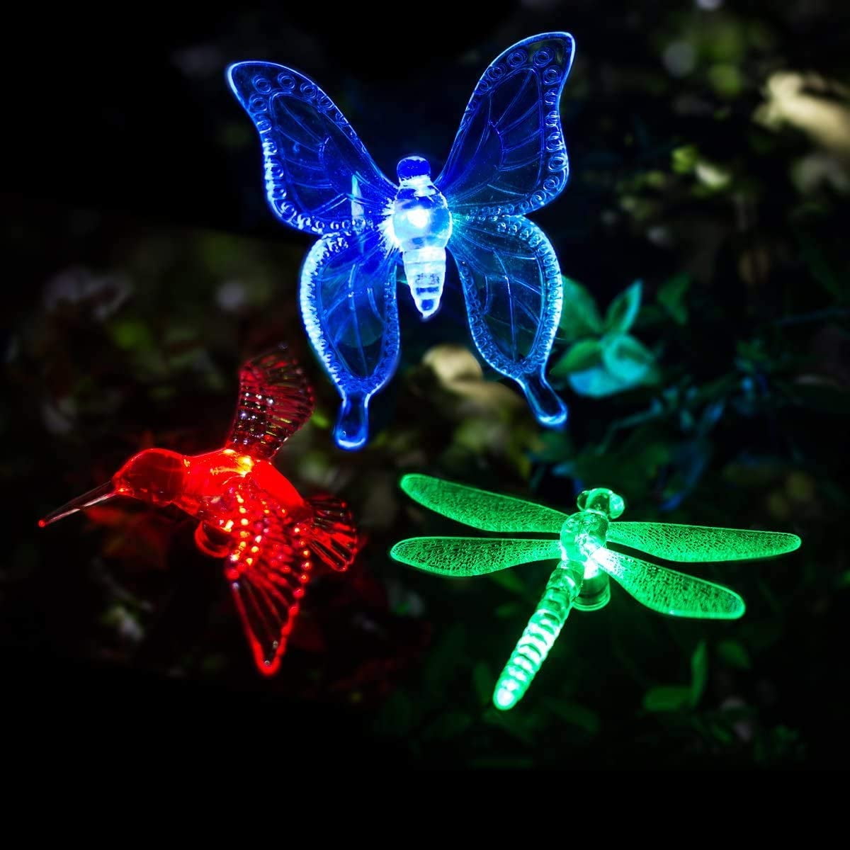 Solaration 1004B Solar Hummingbird Butterfly Dragonfly Garden Decor Stake 3 pack 