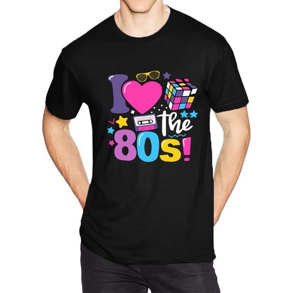 80s Shirts for Men I Love The 80s T-shirt Party Funny Print Tees Black XXXL
