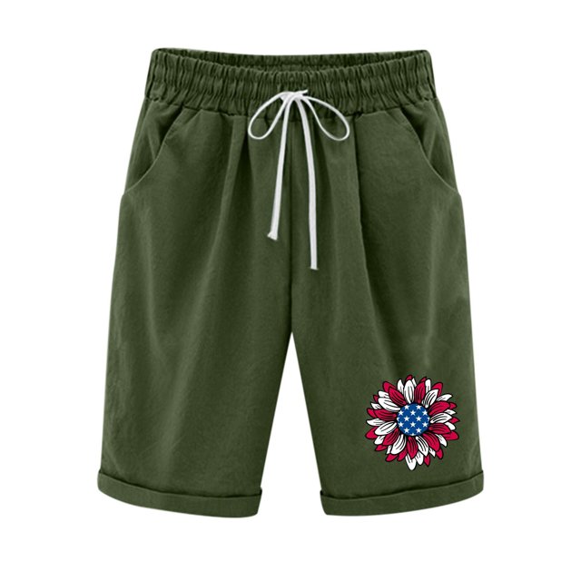 Mujeres Pantalones Cortos Casual Estampado Elástico de la Cintura Medio Pantalones Cortos, Casual con Bolsillos para el Uso Diario