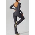 thumbnail image 2 of Womens Sexy Open Back Long Sleeve Flared Bottom Pants Romper Bodycon Jumpsuit, 2 of 6