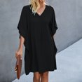 thumbnail image 2 of Fridja Femmes Été Décontracté O-Cou Court Sales Robe au Genou Libre, 2 of 7