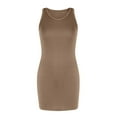 thumbnail image 3 of summer dresses for women 2024 wedding guest dresses for women New Summer Sleeveless Sexy Tight Women's Tank Top Dress best sundresses for women Khaki Polyester 2XL, 3 of 4