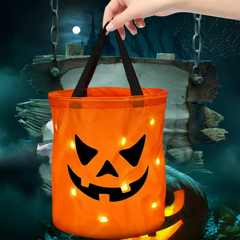 Shappy 2 Pieces LED Light Halloween Candy Bags Light up Halloween Party  Bags Multipurpose Reusable Halloween Bucket Trick or Treat Bags for Kids
