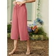 thumbnail image 3 of Cueply Womens Capri Pants Casual Loose Cropped Pants Summer Wide Leg Palazzo Capris with Drawstring Pockets, 3 of 7
