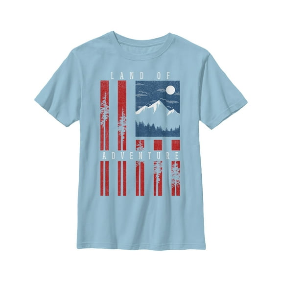 Boy's Lost Gods Fourth of July  Land of Adventure  Graphic Tee Light Blue Small