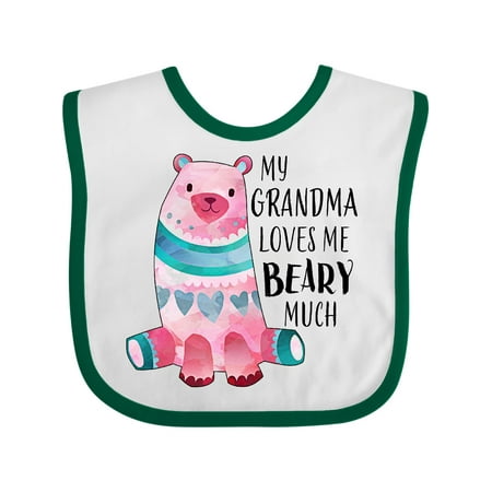 

Inktastic My Grandma Loves Me Beary Much with Cute Bear Gift Baby Boy or Baby Girl Bib