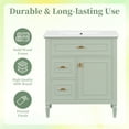 thumbnail image 4 of Aukfa 30" Bathroom Vanity with Sink,Modern Bathroom Sink Cabinet for Small Spaces,Ceramic Top & Flip Drawer,Green, 4 of 8