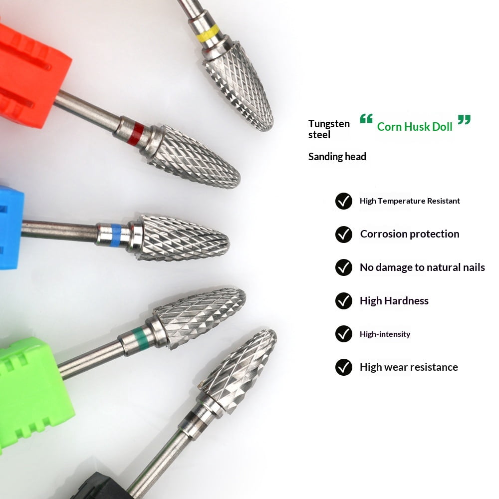 Nail Drill Bits Set for Acrylic Nails,Professional Tungsten Nail File Bits Nail Art Tools,Manicure Pedicure Shapen Remove Tools, Home Salon Use(5Pieces