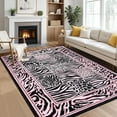 thumbnail image 2 of Pink Leopard Area Rug for Living Room, 5x7, Washable, Soft Patchwork Print, Non-Slip, Foldable, Indoor Floor Carpet, Nursery, Dining Room, 2 of 6