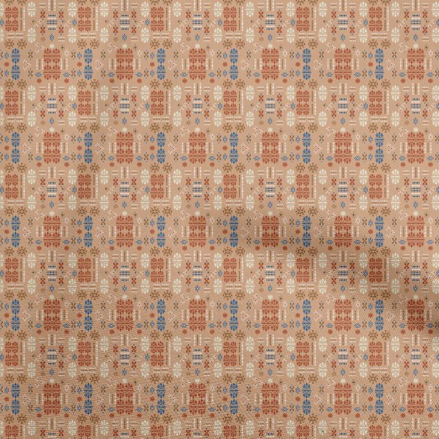 oneOone Velvet Orange Fabric Asian Kilim Sewing Craft Projects Fabric Prints By Yard 58 Inch Wide