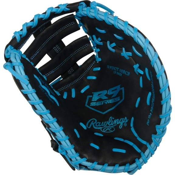 Rawlings R9 13-Inch First Base Mitt | DCT Pattern | RHT/LHT | Black/Columbia Blue