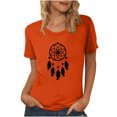thumbnail image 1 of Dadaria T-Shirt Femme Orange Manches Courtes Col Rond Attrape-Rêves Été TG, 1 of 5