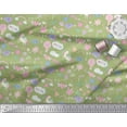 thumbnail image 2 of Soimoi Green Moss Georgette Fabric Heart & Unicorn Kids Print Fabric by Yard 42 Inch Wide, 2 of 3