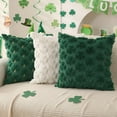 thumbnail image 5 of St Patricks Day Pillow Covers 18x18 inch Set of 2 St Patricks Day Decorations Green Shamrock Soft Plush Faux Fur Jacquard Throw Pillows for Bedroom Sofa Holiday Festivals Home Decor PTK021A18, 5 of 6
