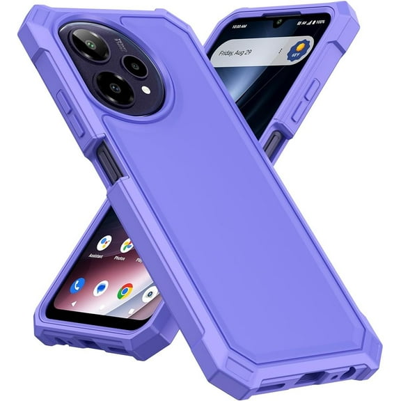 For AT&T Verge 2 SN333A Premium Tough Hybrid Cell Phone Cover Case   Tempered Glass - Tough Purple