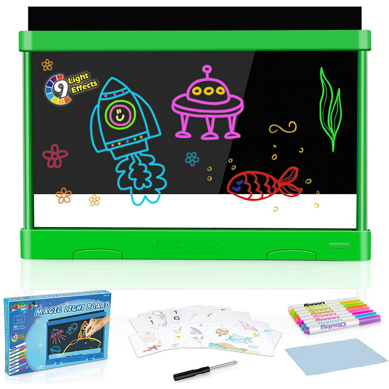 Intera Kids Light Up Drawing Board Ultimate Magic Tracing Pad Tablet Glow Coloring Draw Writer 9 LED Lighted Effects Educational Art Toys Learning Gifts for Toddler Boys Girls(Light Green) - Walmart.com