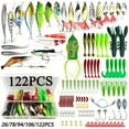 thumbnail image 2 of BIQIANWO 26/78/94/106/122pcs Fishing Lures Kit For Topwater, Bait Rigs Tackle Kit For Bass Trout Salmon, Fishing Accessories, Tackle Box, Including Minnow VIB Popper Spoon Lures Soft Plastic Worms Jig, 2 of 10