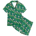 thumbnail image 1 of MIASHUI Ensemble de Pyjama 2 Pcs pour Filles à Imprimé Floral, Manches Courtes et Shorts, Vert, 10-11 Ans, 1 of 4