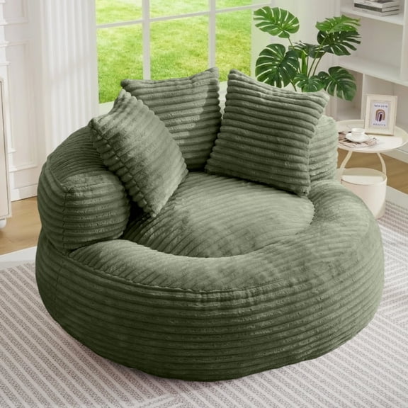 Bean Bag Chairs, Bean Bag Sofa for Adults, Kids,Oversized Corduroy Bean Bag Chair with 3 Pillows & Armrest,Beanbag Chair & Lazy Sofa with Foam Filler for Bedroom Living Room Dorm