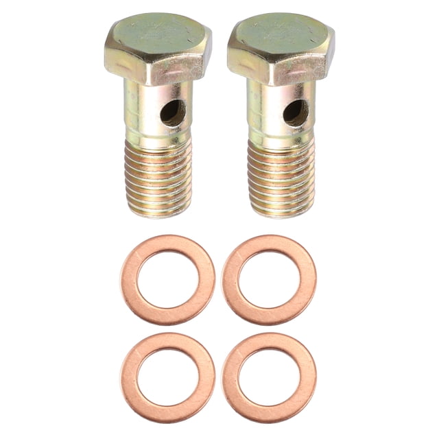 Unique Bargains 2 Set Single Banjo Bolt Brake Fitting Adapter Kit M12x1.5 Brake Line Thread with 12mm Washers