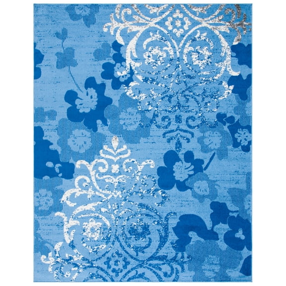 SAFAVIEH Adirondack Hortense Floral Medallion Area Rug, Light Blue/Dark Blue, 10' x 14'