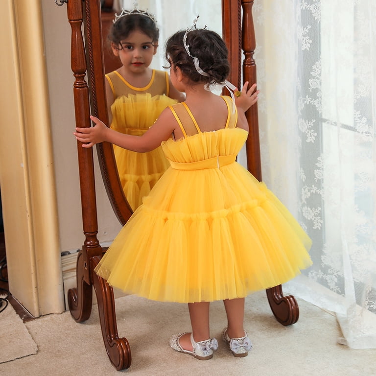 blue dress for baby girl Birthday Girl Yellow Mini Party Dress - US 12 main image 0