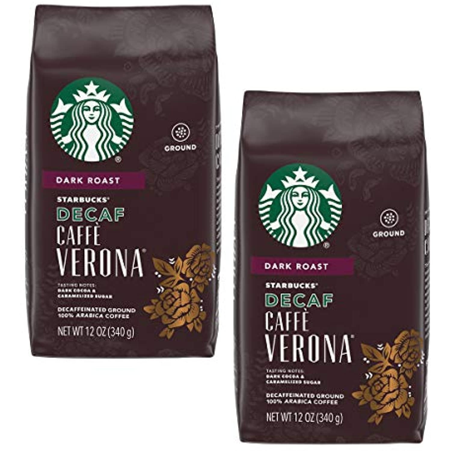 Starbucks Decaf Ground Coffee, Caffe Verona, 12 Oz (Pack Of 2