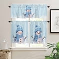 thumbnail image 2 of Light Blue Christmas Kitchen Curtains and Valances Set, Snowman with Cap Xmas Snowflake Rod Pocket Window Valance 18 Inch Window Curtain Panels for Living Room Bedroom Laundry, 27.5x36in, 3 Pieces, 2 of 7