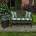 thumbnail image 2 of Casual Cushion Outdoor Throw Pillow, Striped Sunbrella Fade-Resistant for Patio Furniture, Adirondacks & Porch Swings, 15"W x 15"L, 6" thick, Reversible, Seville Seaside, 2 of 5