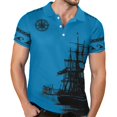 thumbnail image 1 of Adult Polo Tees for Men Short Sleeve Button Tees Shirt Lightweight Blue Men's T-Shirts, 1 of 9