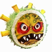Green Pinata,Tiki Culture,Ugly Virus Shape,Party Piata,5-8 lbs,Round,8.7x3.2in