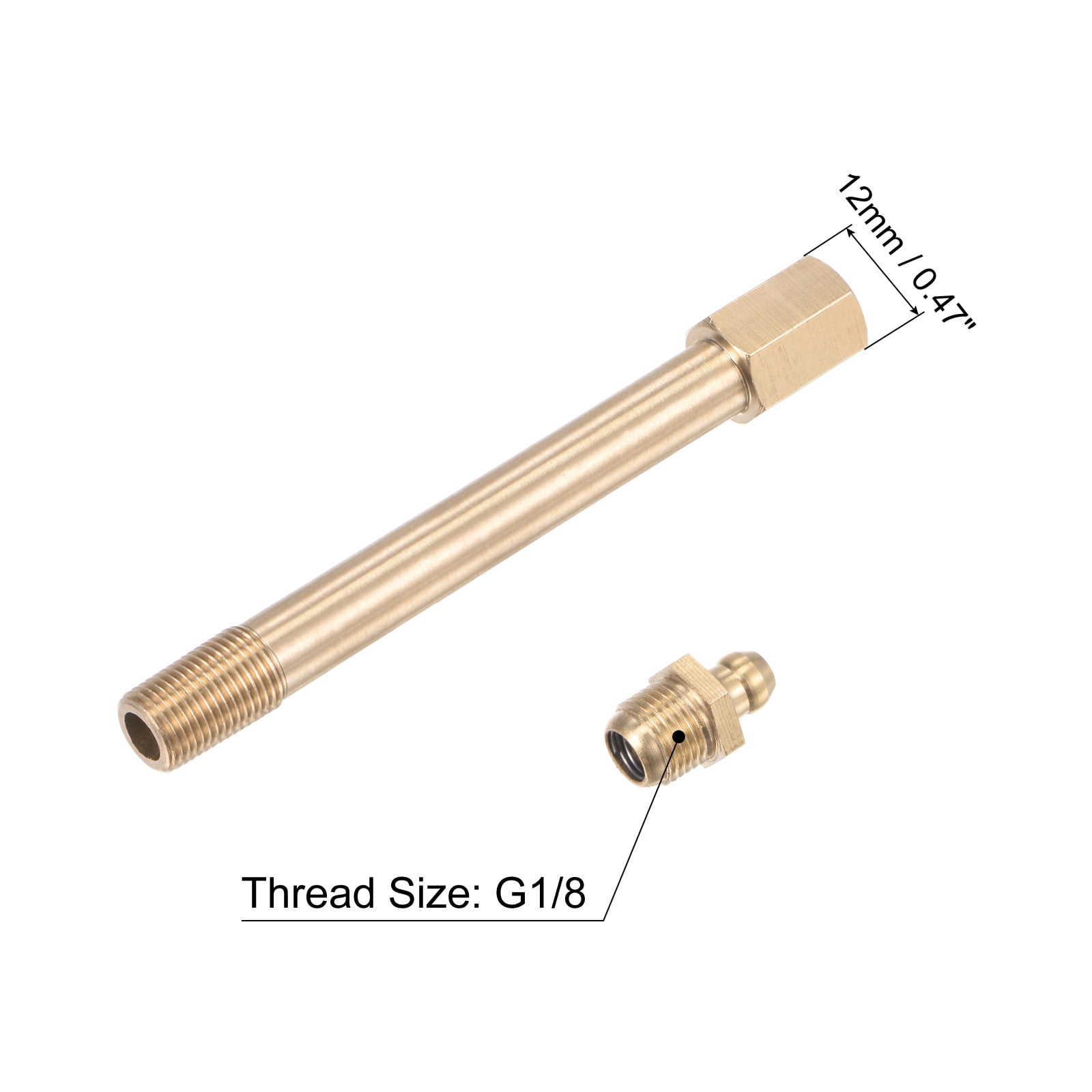 Unique Bargains Brass Straight Hydraulic Grease Fitting with Thread Length 110mm