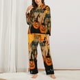 thumbnail image 3 of Kll Halloween 3 Print Women'S Long Sleeve Pajamas With Pants Sleepwear Loungewear 2 Set-Small, 3 of 9